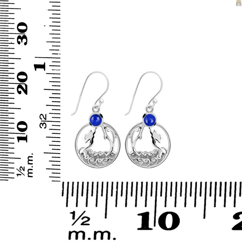 Lapis Mermaid & Dolphin Earring LLP-RUE-34.