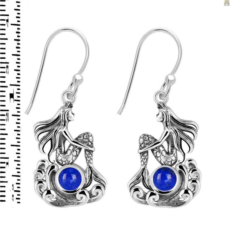 Lapis Mermaid Earring LLP-RUE-36.