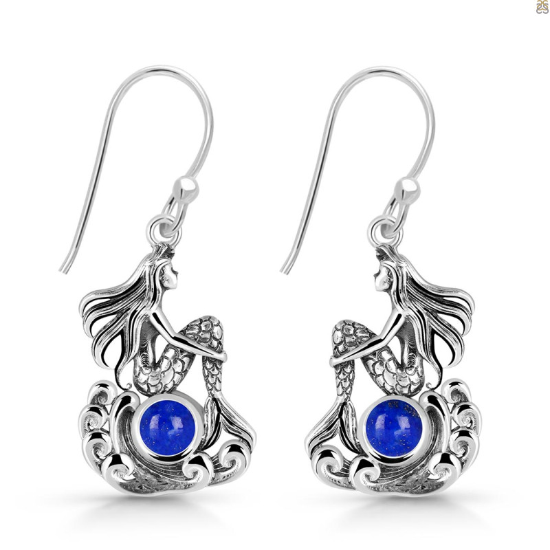 Lapis Mermaid Earring LLP-RUE-36.
