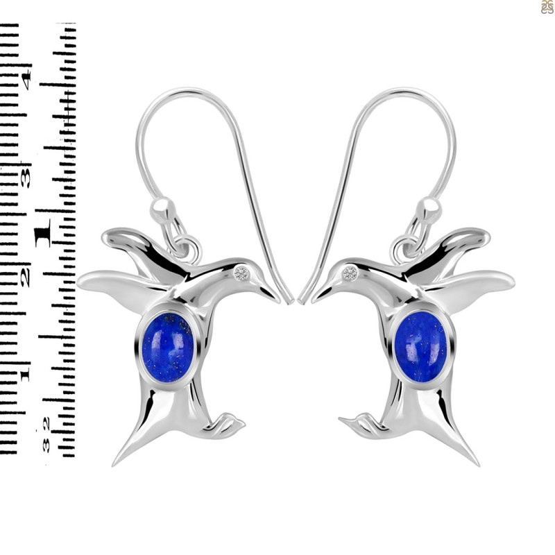 Lapis & White Topaz Penguin Earring LLP-RUE-40.