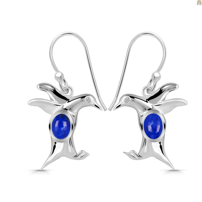 Lapis & White Topaz Penguin Earring LLP-RUE-40.