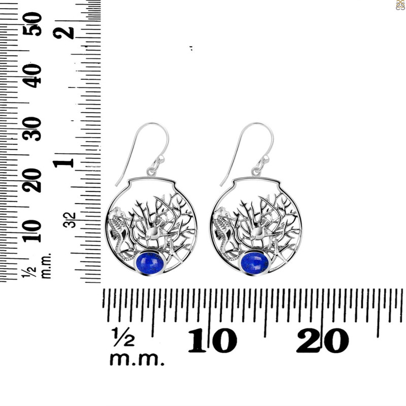 Lapis Sea Horse & Fish Earring LLP-RUE-41.