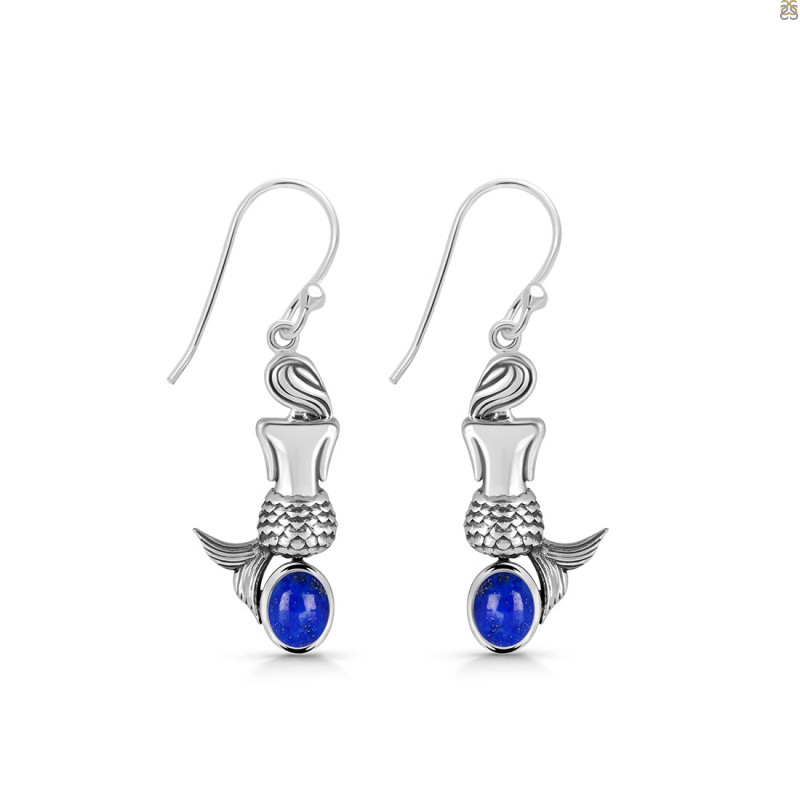 Lapis Mermaid Earring LLP-RUE-43.