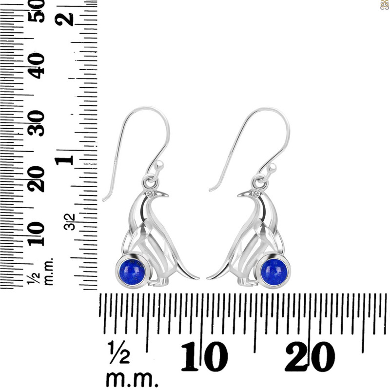 Lapis & White Topaz Penguin Earring LLP-RUE-44.