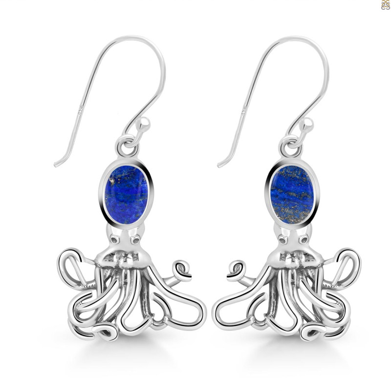 Lapis Octopus Earring LLP-RUE-46.