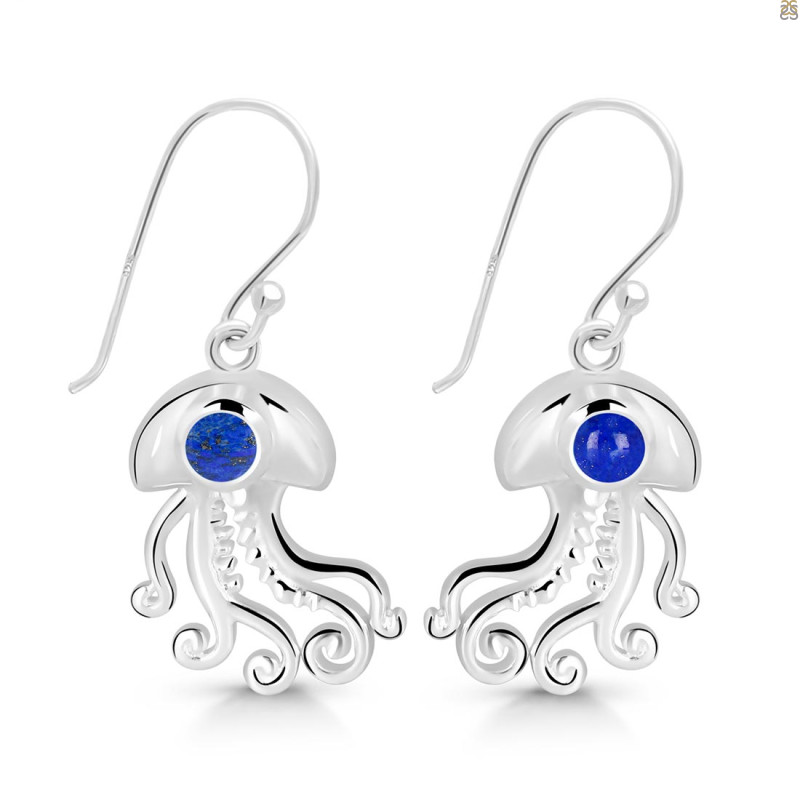 Lapis Jelly Fish Earring LLP-RUE-47.