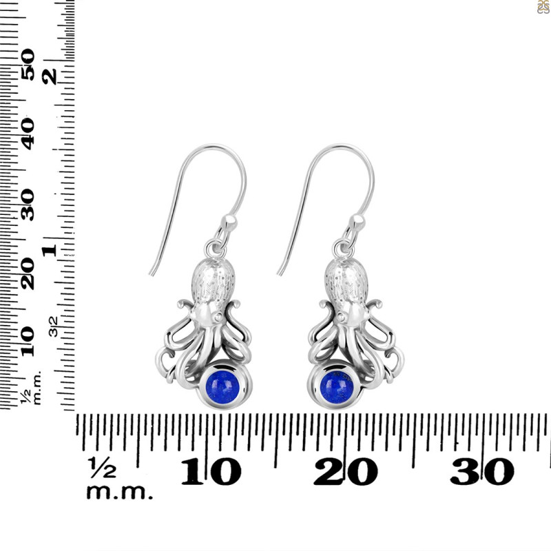 Lapis Octopus Earring LLP-RUE-48.