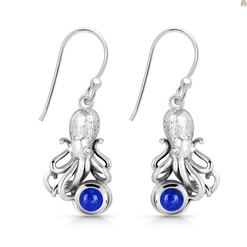 Lapis Octopus Earring LLP-RUE-48.