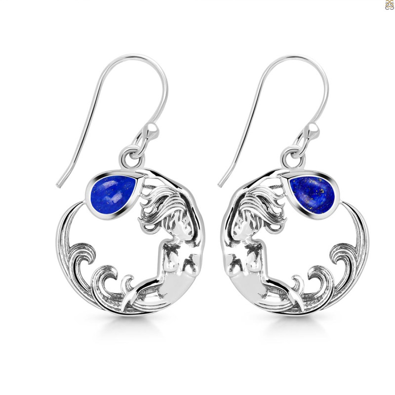 Lapis Mermaid Earring LLP-RUE-50.