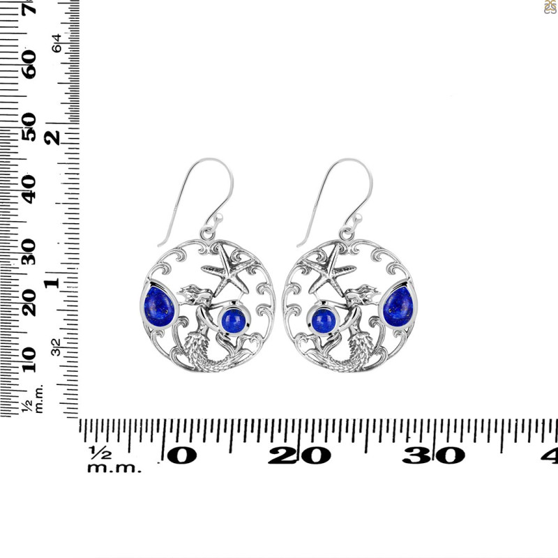 Lapis Mermaid & Star Fish Earring LLP-RUE-52.