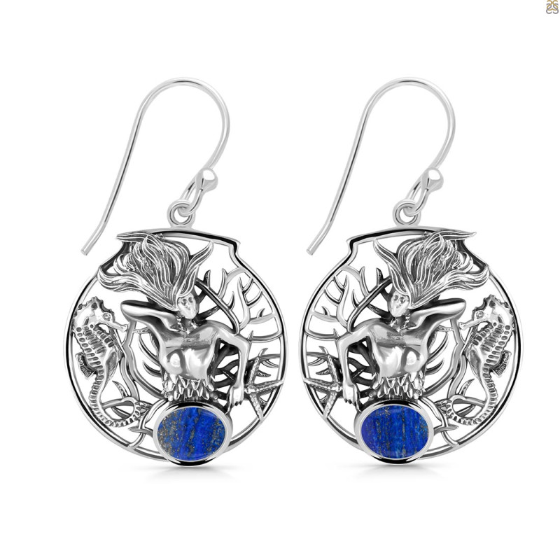 Lapis Mermaid Earring LLP-RUE-55.
