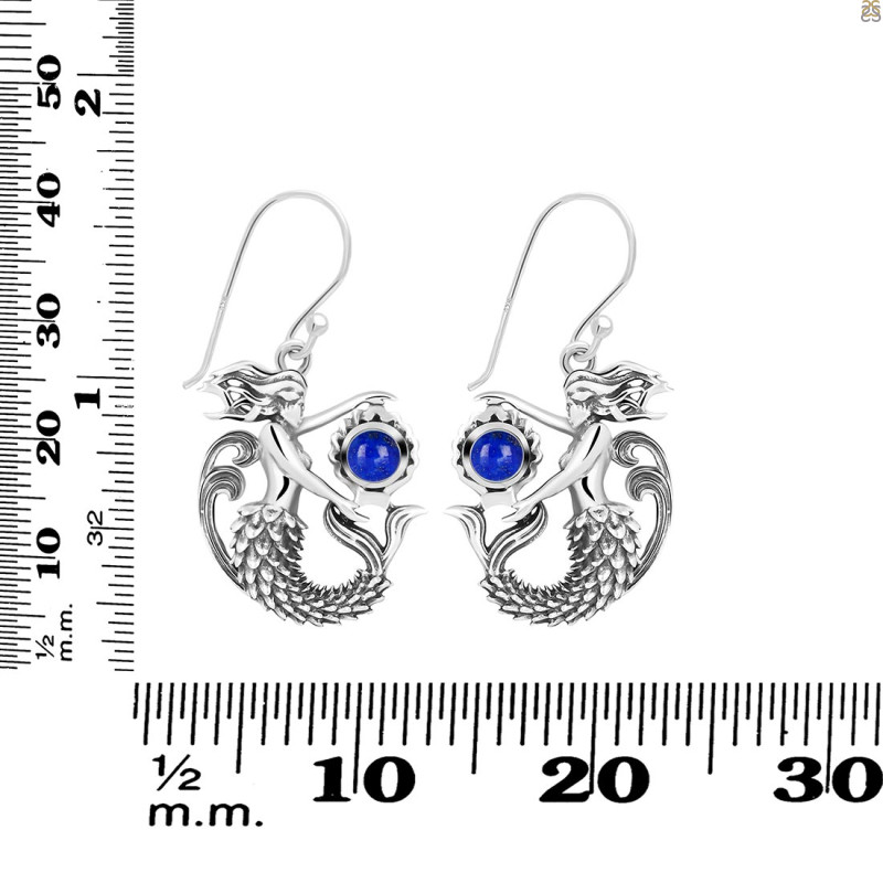 Lapis Mermaid Earring LLP-RUE-59.