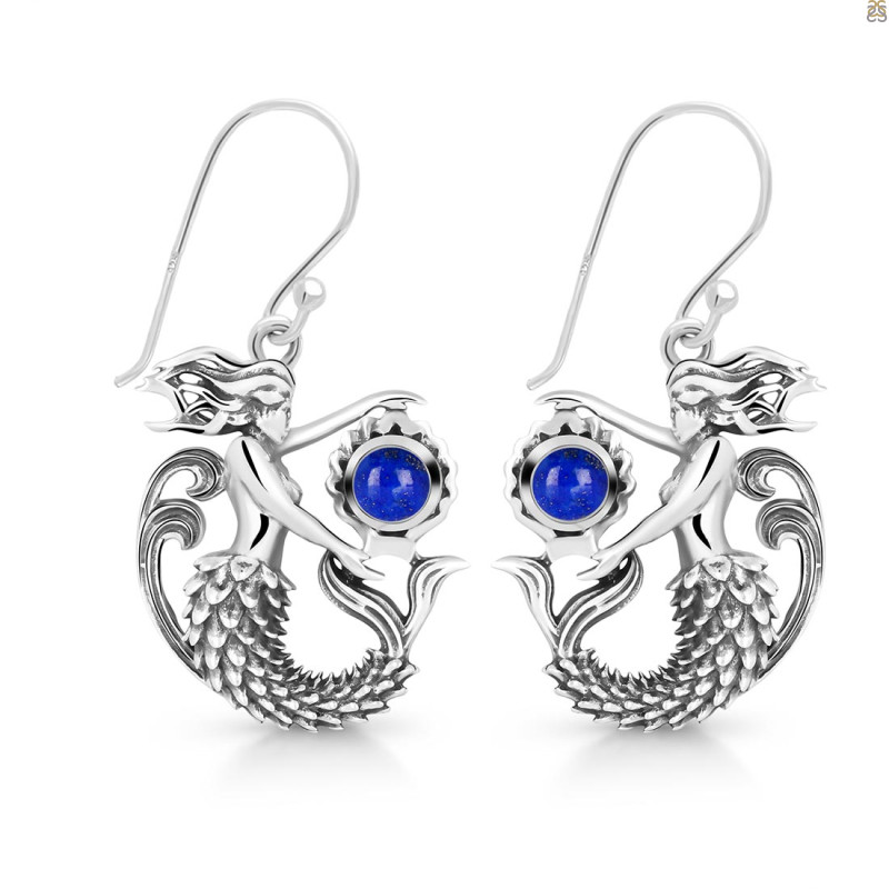 Lapis Mermaid Earring LLP-RUE-59.