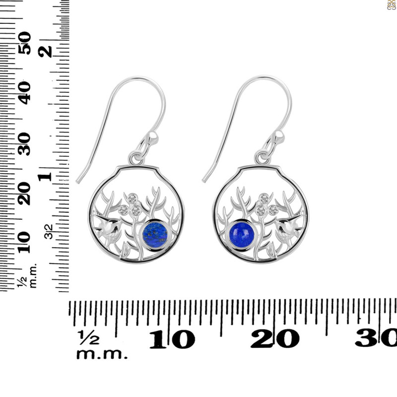 Lapis & White Topaz Fish Earring LLP-RUE-62.