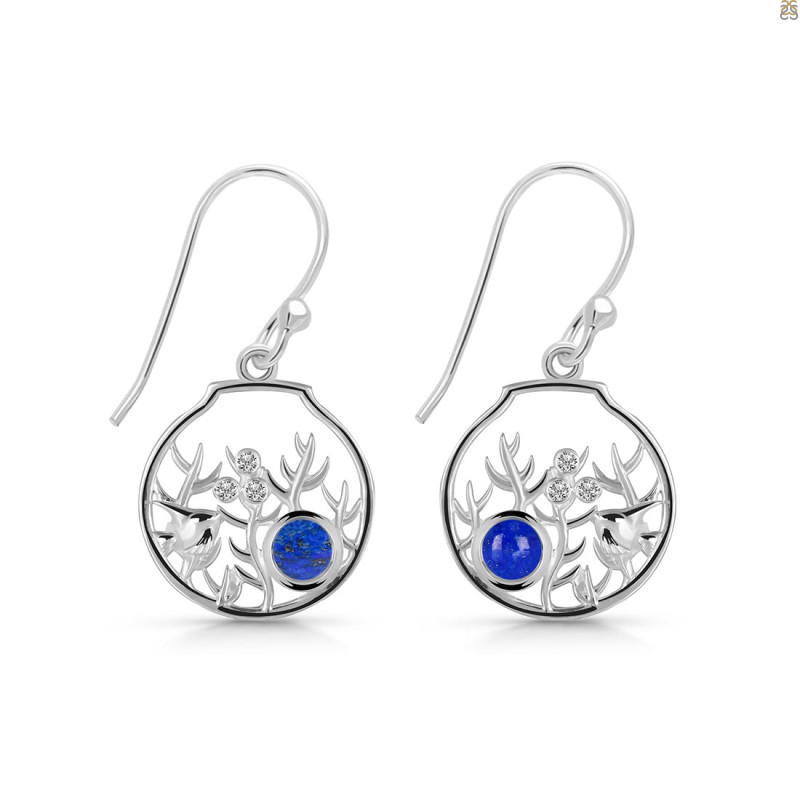 Lapis & White Topaz Fish Earring LLP-RUE-62.