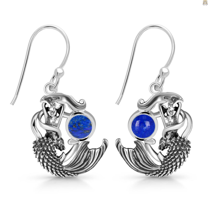 Lapis Mermaid Earring LLP-RUE-63.