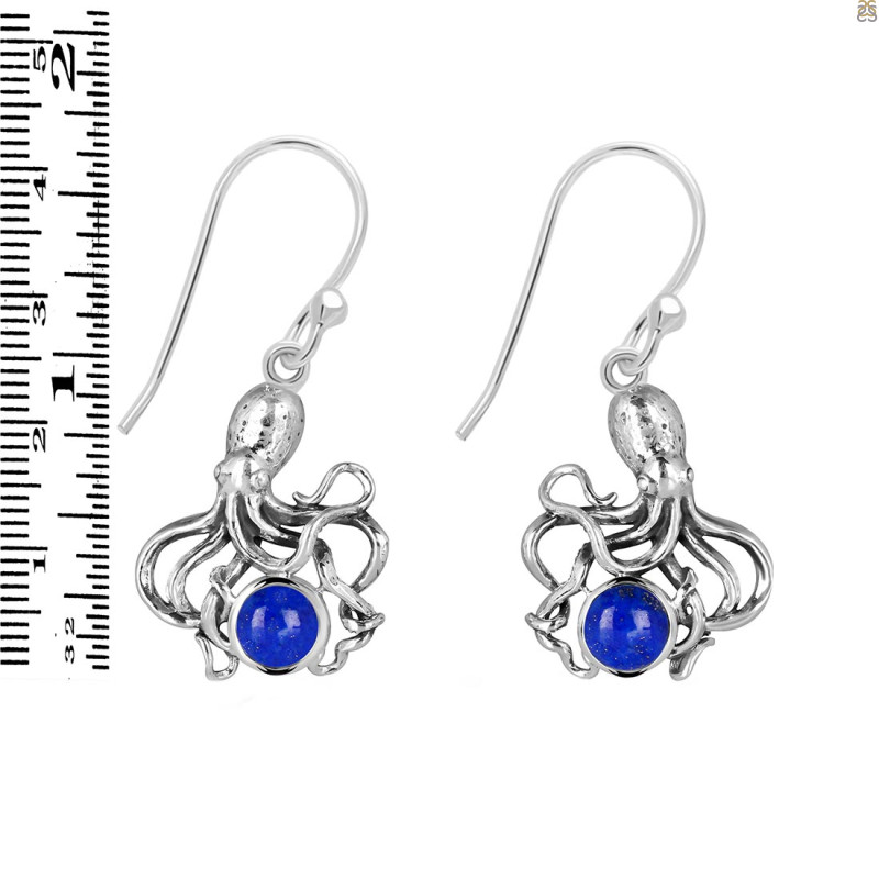 Lapis Octopus Earring LLP-RUE-65.