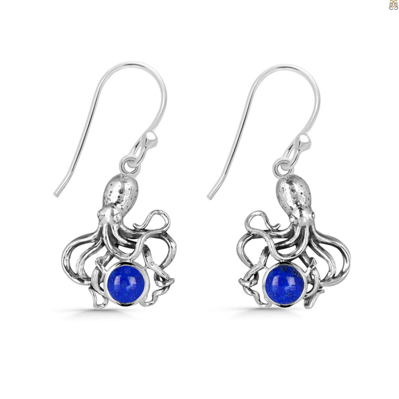 Lapis Octopus Earring LLP-RUE-65.