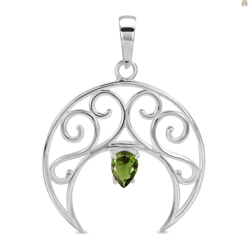Moldavite Crescent Moon Pendant MLD-RDN-181-A.