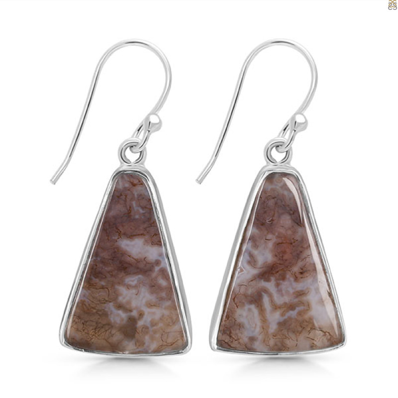 Moss Agate Earring-E MOA-3-1
