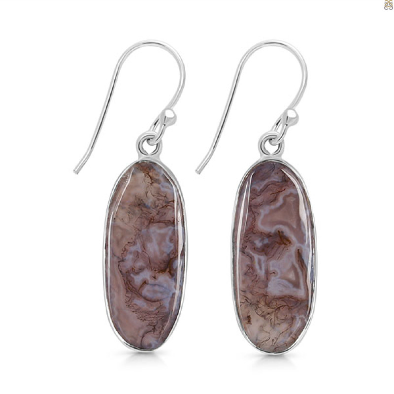 Moss Agate Earring-E MOA-3-15