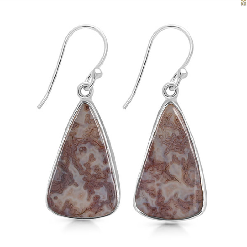 Moss Agate Earring-E MOA-3-17