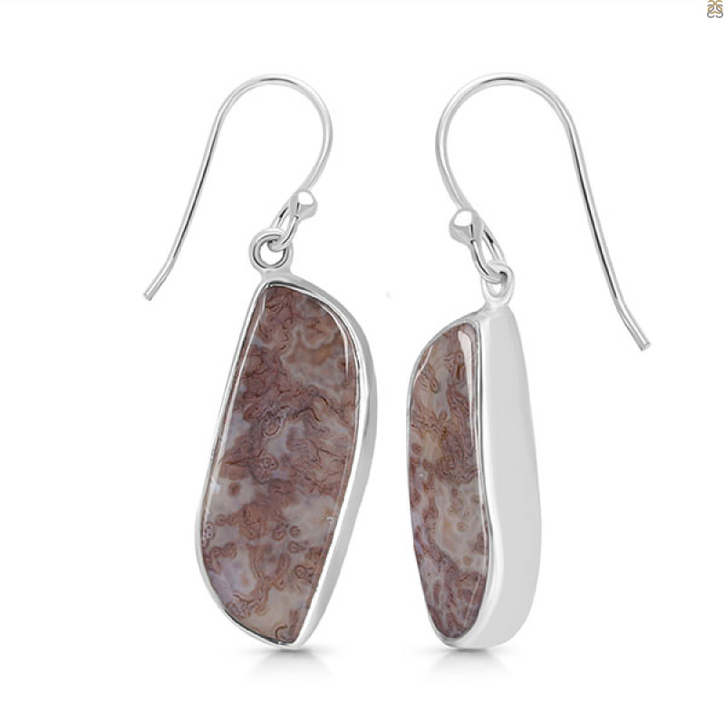 Moss Agate Earring-E MOA-3-18