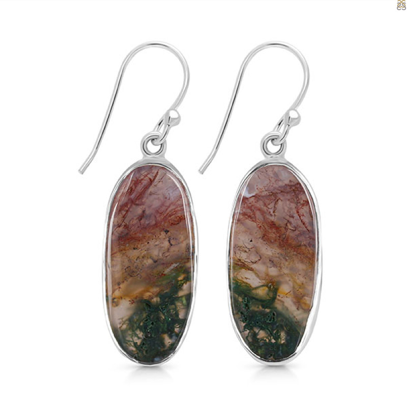 Moss Agate Earring-E MOA-3-19