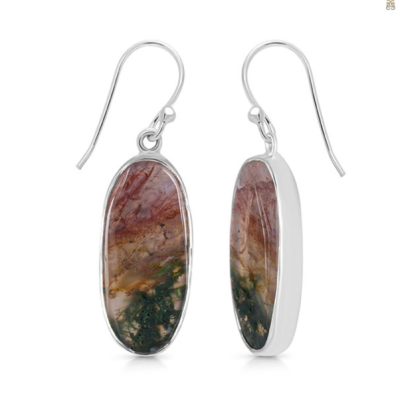 Moss Agate Earring-E MOA-3-19