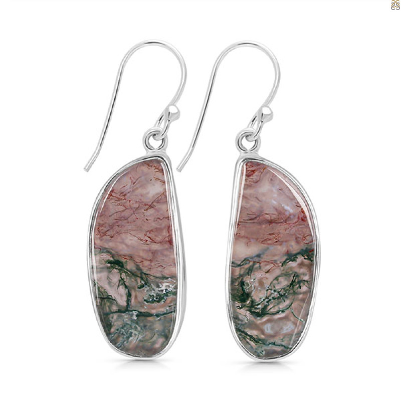 Moss Agate Earring-E MOA-3-2