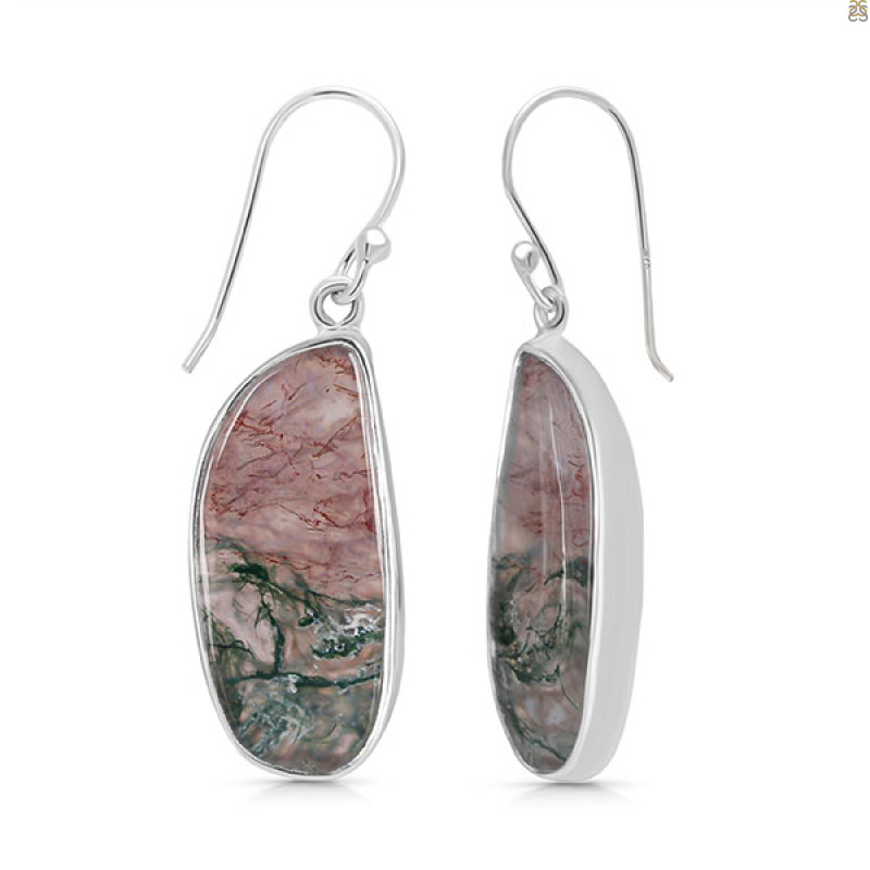 Moss Agate Earring-E MOA-3-2