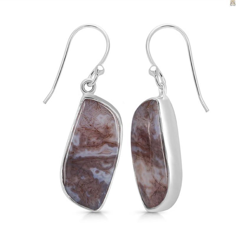 Moss Agate Earring-E MOA-3-20