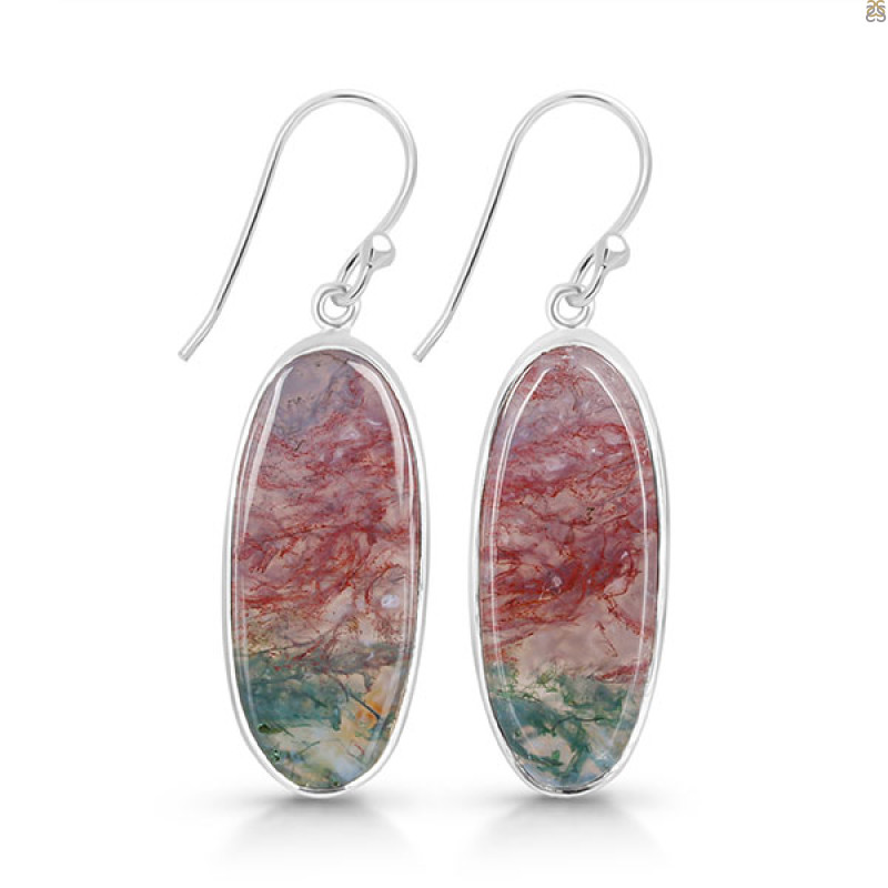Moss Agate Earring-E MOA-3-33