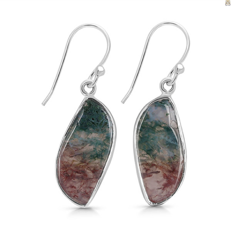 Moss Agate Earring-E MOA-3-4