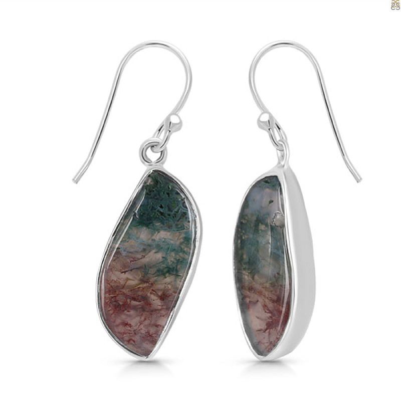 Moss Agate Earring-E MOA-3-4