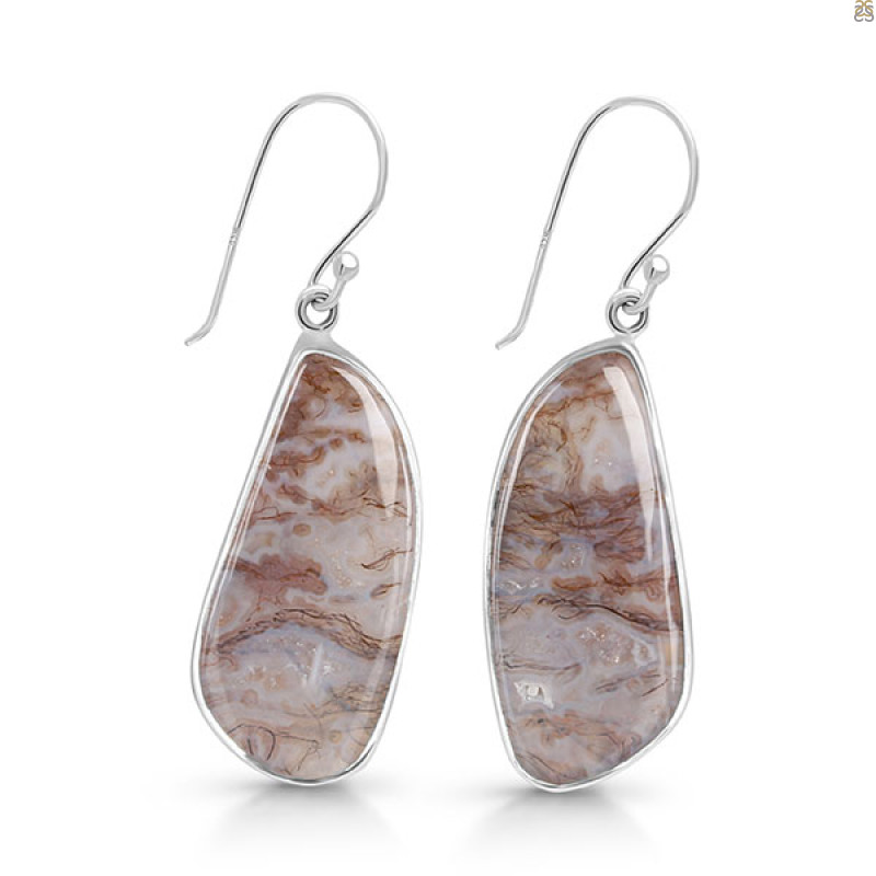 Moss Agate Earring-E MOA-3-46