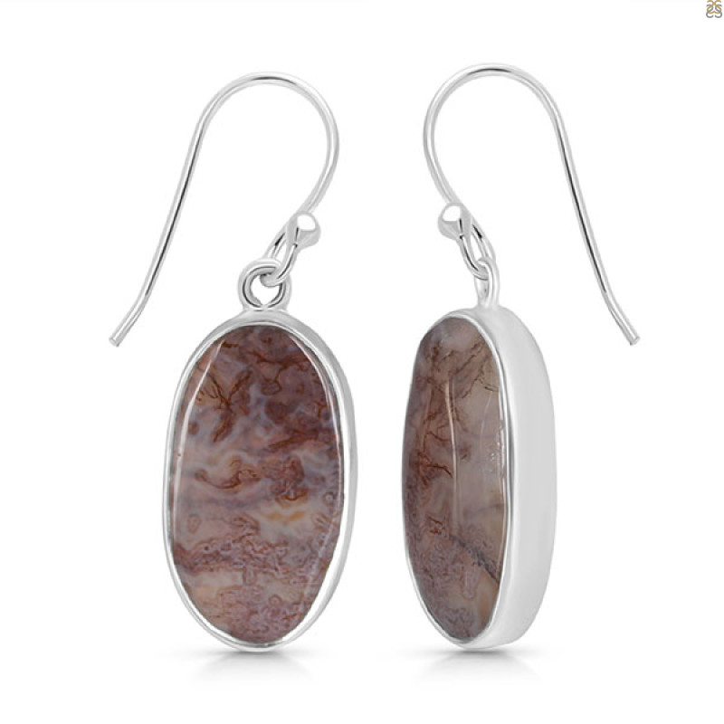 Moss Agate Earring-E MOA-3-5
