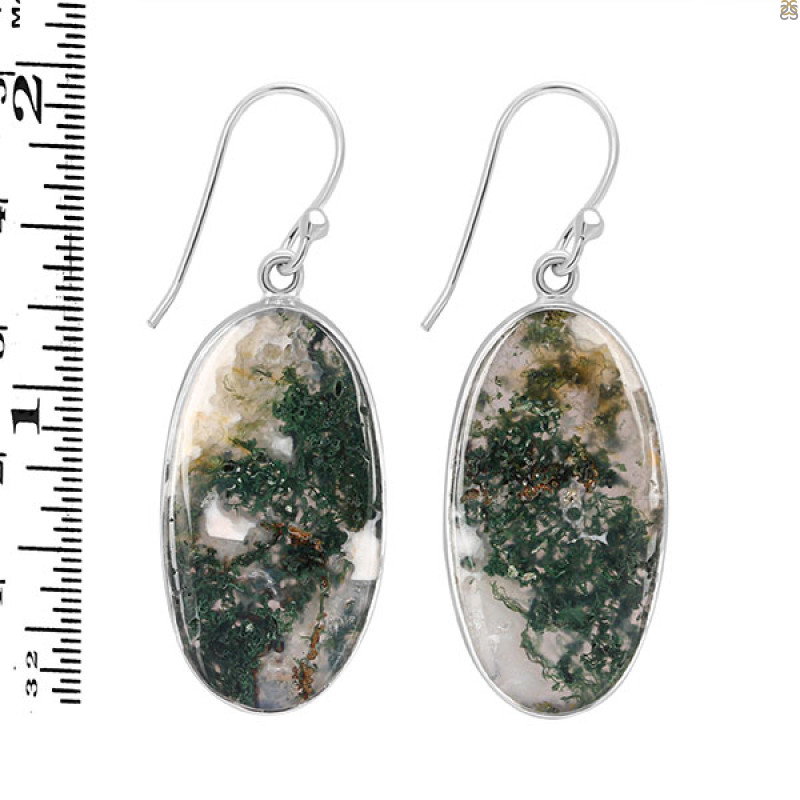 Moss Agate Earring-E (MOA-3-53) | Rananjay Exports
