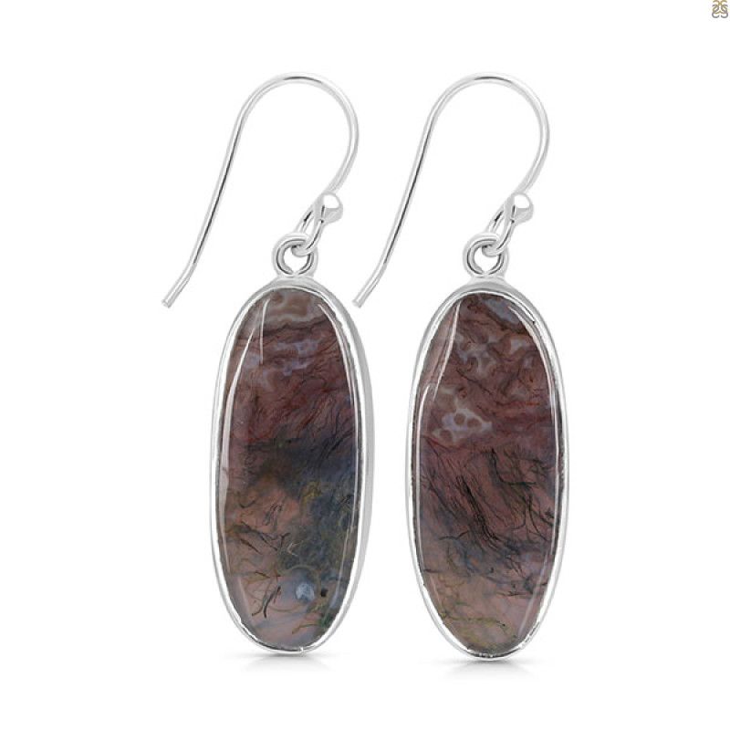 Moss Agate Earring-E MOA-3-6