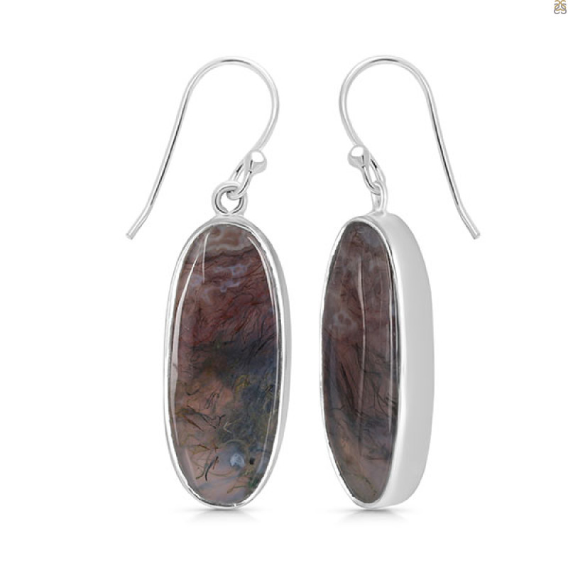 Moss Agate Earring-E MOA-3-6