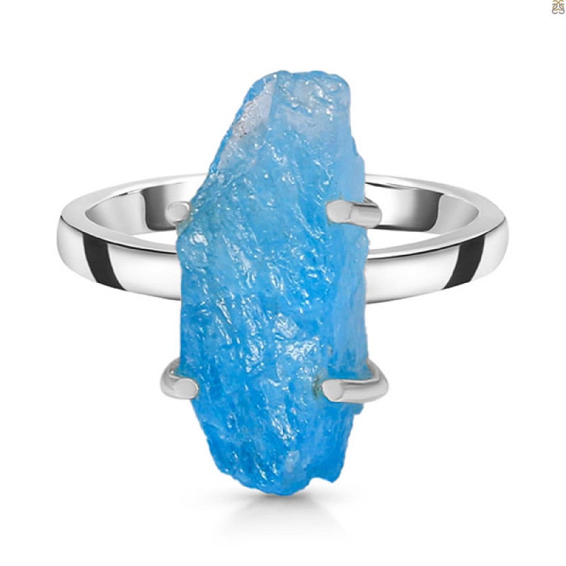 Neon Apatite Rough Ring-R-Size-7 NAR-2-142