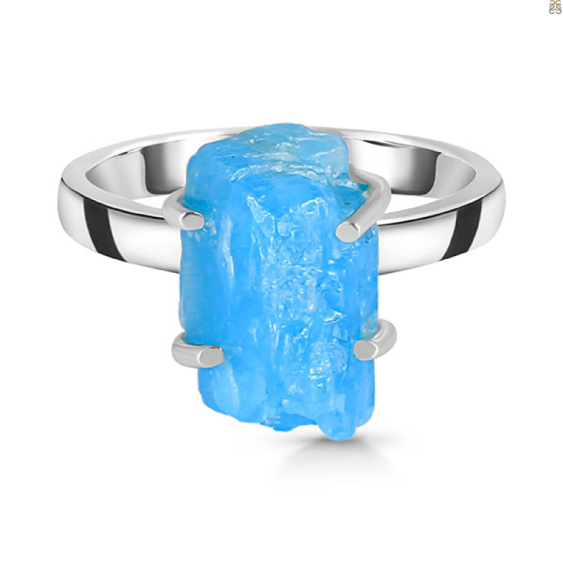 Neon Apatite Rough Ring-R-Size-6 NAR-2-145
