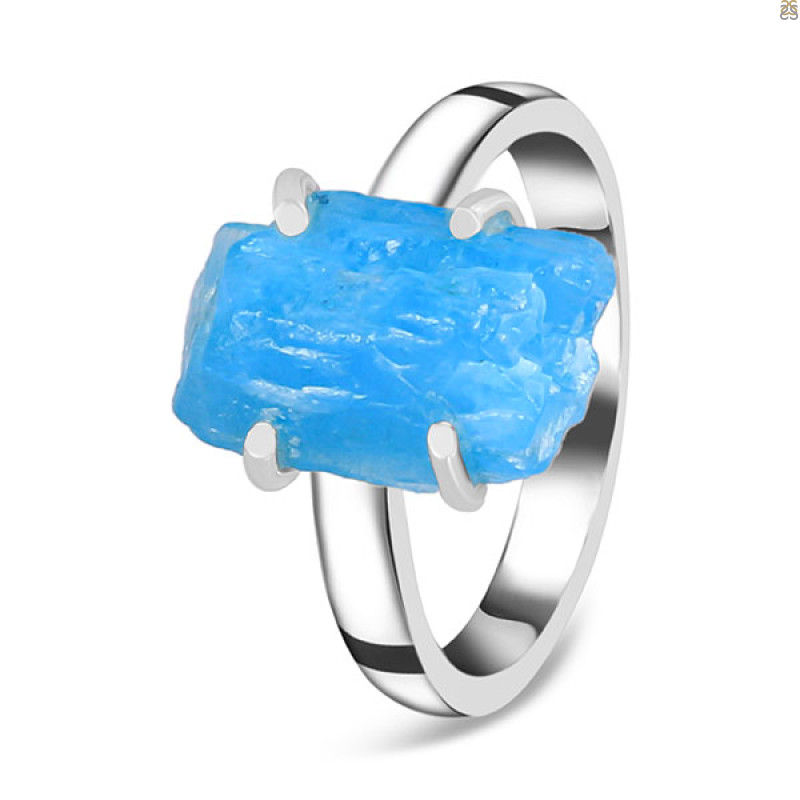Neon Apatite Rough Ring-R-Size-6 NAR-2-145