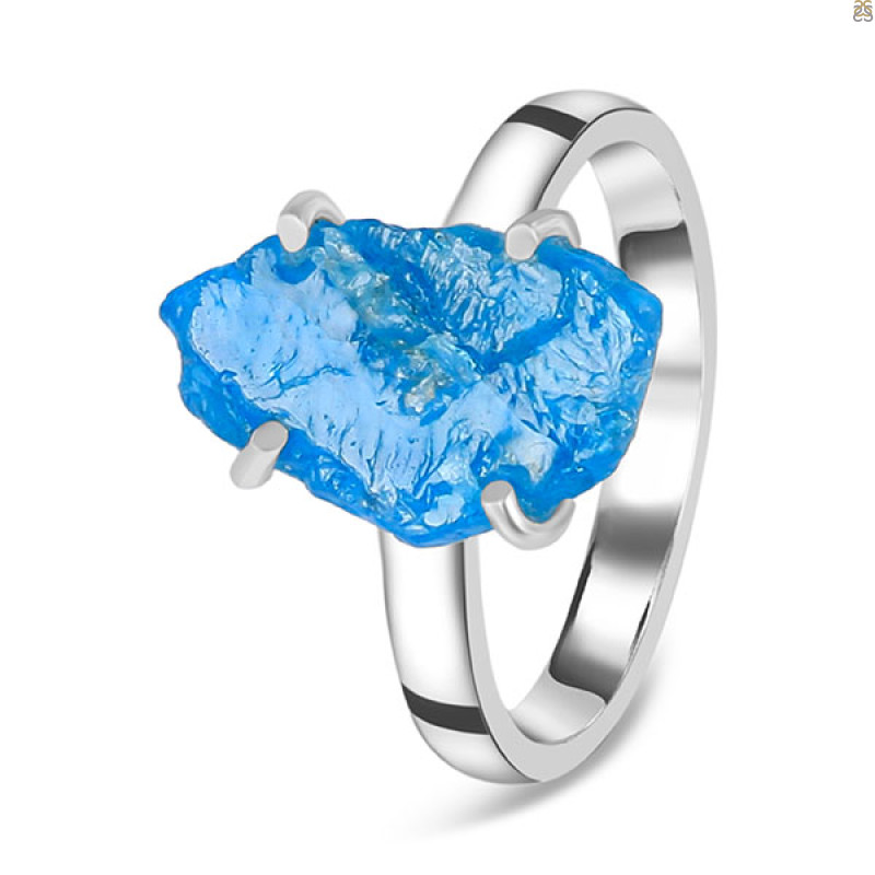 Neon Apatite Rough Ring-R-Size-9 NAR-2-146