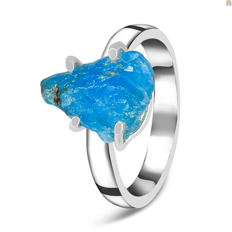 Neon Apatite Rough Ring-R-Size-8 NAR-2-154