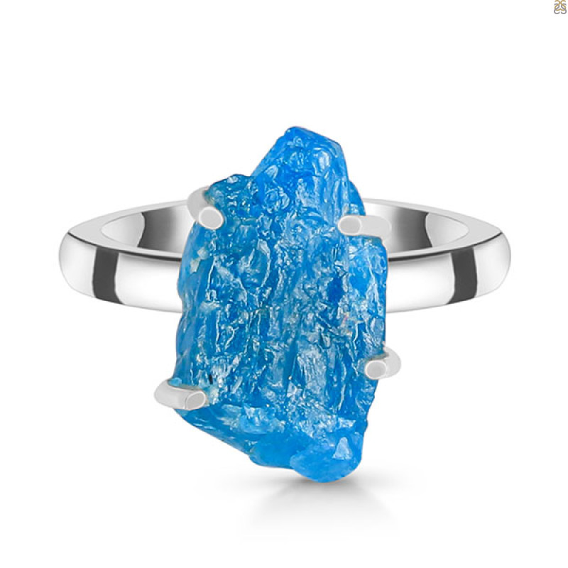 Neon Apatite Rough Ring-R-Size-8 NAR-2-155