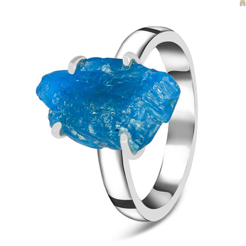 Neon Apatite Rough Ring-R-Size-8 NAR-2-155