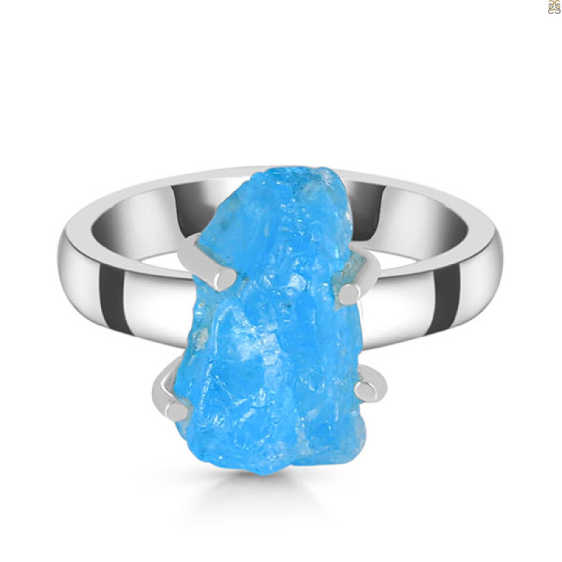 Neon Apatite Rough Ring-R-Size-6 NAR-2-156