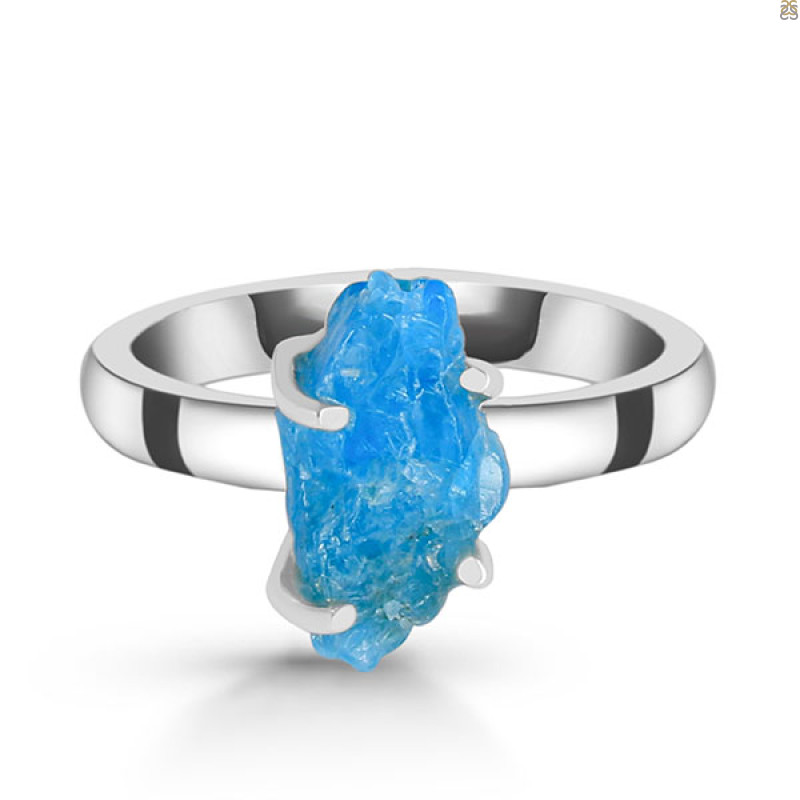Neon Apatite Rough Ring-R-Size-10 NAR-2-158