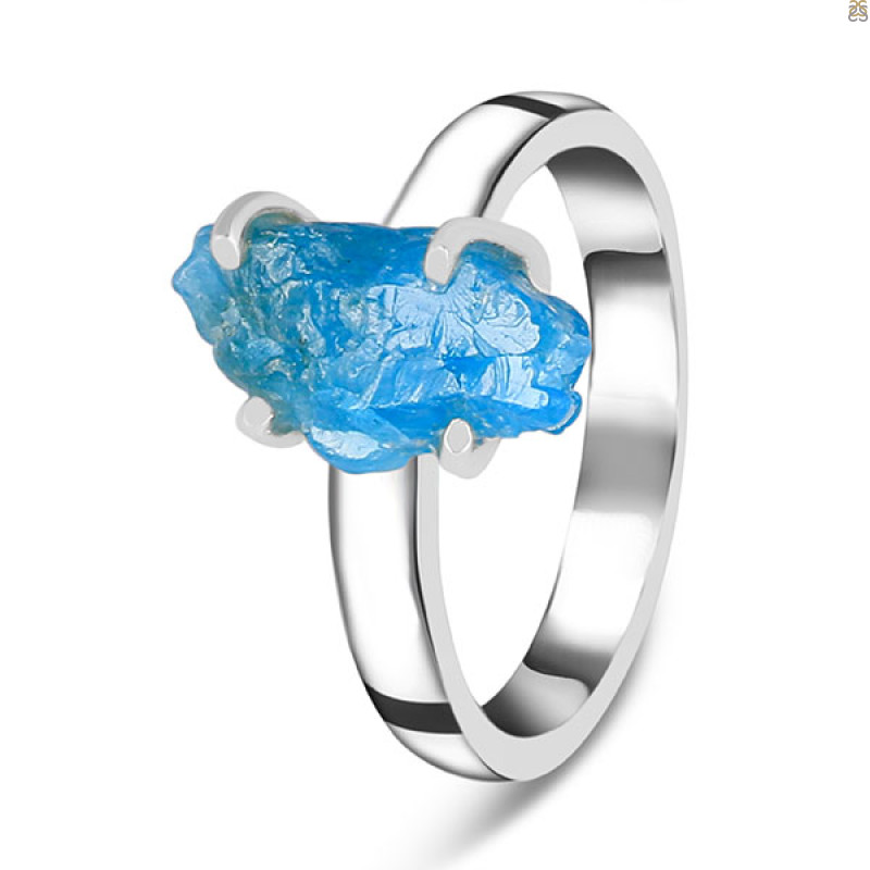 Neon Apatite Rough Ring-R-Size-10 NAR-2-158